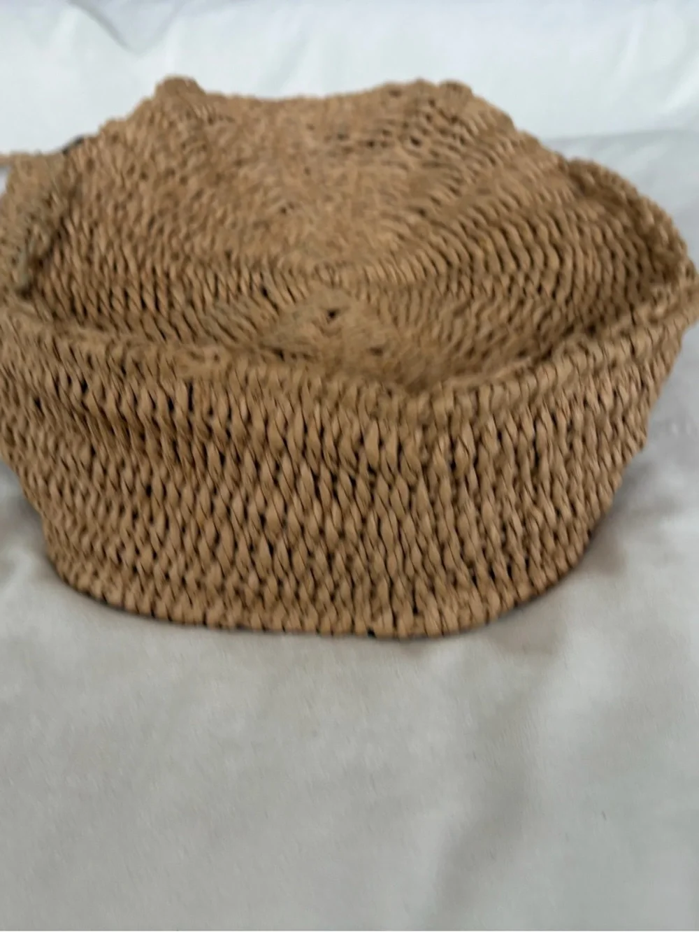 EUC Woven Straw Round Shoulder Crossbody Bag - Natural Woth Handles
